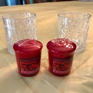 2 Yankee Candles with Yankee Glass Holders